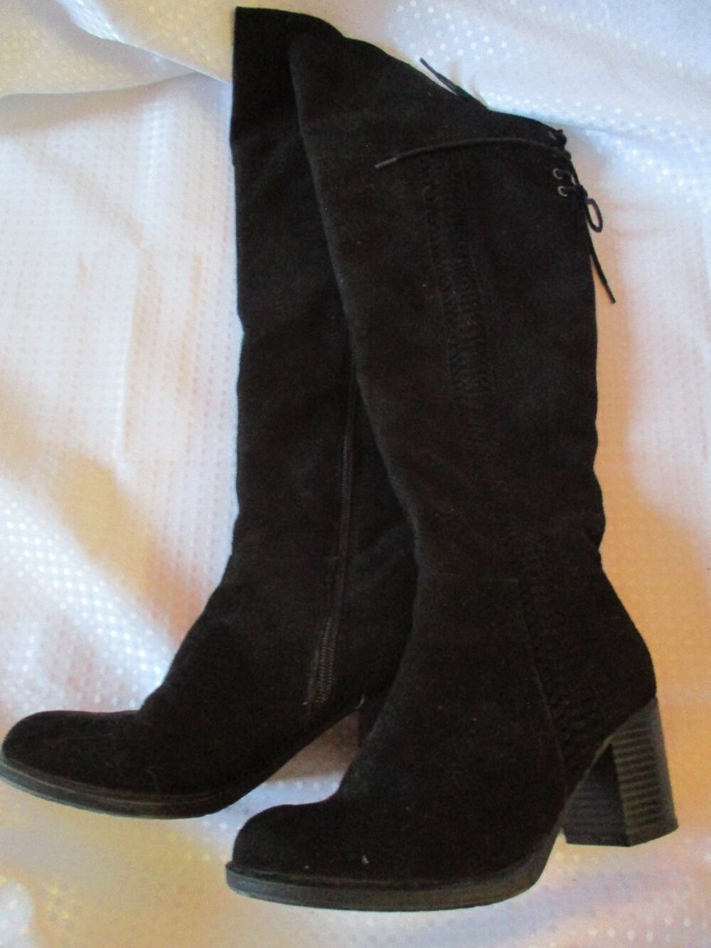 American Rag (AR) Aleonna Faux Suede Black Laced Over The Knee Boots Sz. 6.5 M